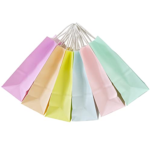 AZOWA Gift Bags Small Kraft Paper Bags with Handles (6.3 x 3.1 x 8.6 in, Pastel Pink, 36 CT)