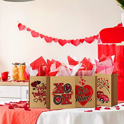 36 Pack Valentine's Day Paper Gift Bags with Handle Valentines Candy Bags, Goodie Bags Valentine's Day Party Favors for Funny Gift Exchange Novelty Gift Giving Gift Wrapping