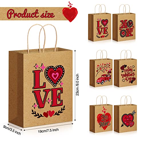 36 Pack Valentine's Day Paper Gift Bags with Handle Valentines Candy Bags, Goodie Bags Valentine's Day Party Favors for Funny Gift Exchange Novelty Gift Giving Gift Wrapping