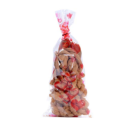 150Pcs Valentine Cellophane Cookie Bags Goodie Candy Treat Bag with Twist Ties for Valentine's Day Party Supplies (3 Styles)