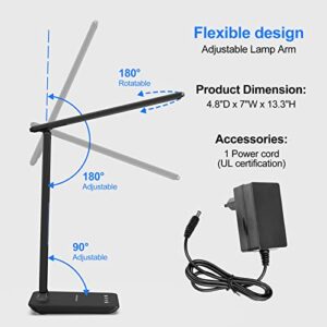 Taodaliy Desk Lamp, LED Desk Lamp with Wireless Chargers and USB Charging Port for Home Office, Desk Light with Alarm Clock, Date and Temperature, Office Desk lamp, Black