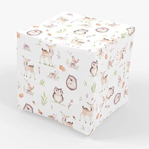 stesha party fawn woodland gift wrap wrapping paper – folded flat 30 x 20 inch (3 sheets)