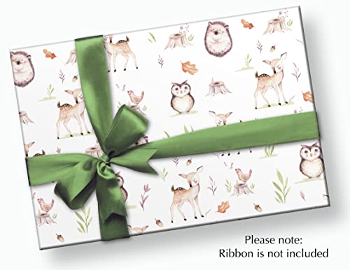 Stesha Party Fawn Woodland Gift Wrap Wrapping Paper - Folded Flat 30 x 20 Inch (3 Sheets)