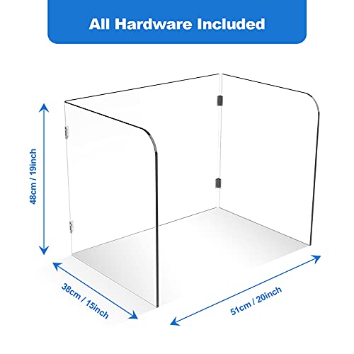 Desk Shields for Classroom - Clear Acrylic Plexiglass Barrier for Counter, Trifold Sneeze Guard for Desk, Restaurant, Table, Classroom, Teacher, Student