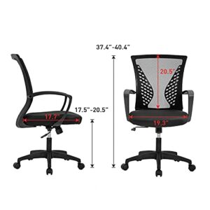 Office Chair Computer Chair Ergonomic Mid Back Swivel Chair Rolling Desk Chair with Armrest Height Adjustable Lumbar Support Mesh Chair,Black