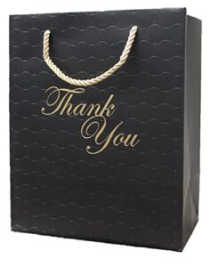 modeeni 12 black thank you bags with handles 8×10 gold foil medium thank u paper gift bags luxury event shopping 8x5x10 premium quality cute matte modern embossed birthday merchandise clothing business store wedding guests