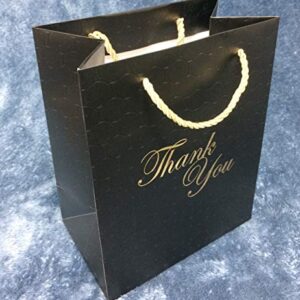 MODEENI 12 Black Thank You Bags with Handles 8x10 Gold Foil Medium Thank U Paper Gift Bags Luxury Event Shopping 8x5x10 Premium Quality Cute Matte Modern Embossed Birthday Merchandise Clothing Business Store Wedding Guests