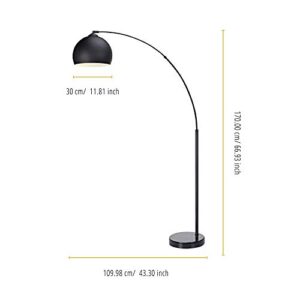 Versanora VN-L00013 Arquer Real Marble Base Modern LED Arc Floor Lamp Tall Standing Hanging Light with Bell Shade for Living Room Reading Bedroom Home Office, 67 inch Height, Black