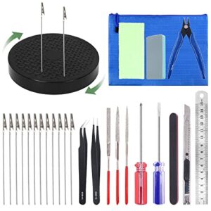 keadic 26pcs gundam modeler basic tools with rotation painting stand base holder and alligator clip sticks gundam model paint kit for model car building repairing