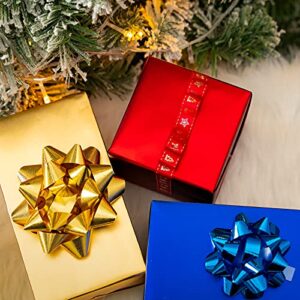 MAYPLUSS Wrapping Paper Roll - Mini Roll - 17 inch X 120 inch Per roll - Solid Matte Gold/Red/Blue Design (42.3 sq.ft.ttl)