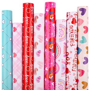 Benherofun Valentine's Day Wrapping Paper - Gift Wrapping Paper Set includes Ribbon, Valentine's Day Gift Tags and Coated Wrapping Paper, Valentine's Day Element - 20 x 28 Inches Per Sheet【8 Sheets】