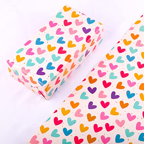 Benherofun Valentine's Day Wrapping Paper - Gift Wrapping Paper Set includes Ribbon, Valentine's Day Gift Tags and Coated Wrapping Paper, Valentine's Day Element - 20 x 28 Inches Per Sheet【8 Sheets】