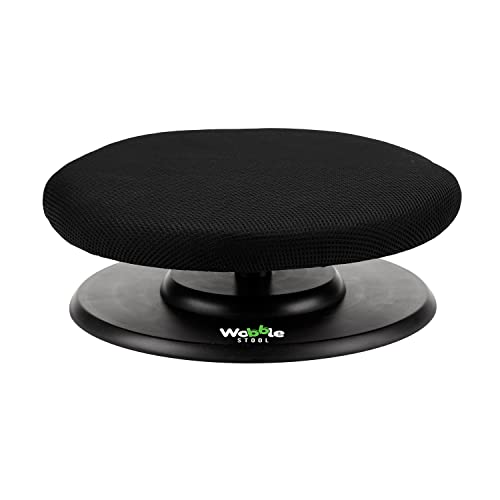 The Wobble Stool- Self Balancing Stool with 360 Degree Rotation, Promotes Healthy Posture to Relieve Back and Neck Pain, Lightweight Portable Seat Cushion with Swivel Base (Black)