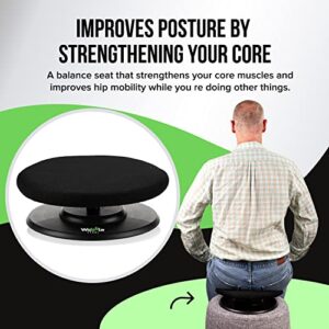 The Wobble Stool- Self Balancing Stool with 360 Degree Rotation, Promotes Healthy Posture to Relieve Back and Neck Pain, Lightweight Portable Seat Cushion with Swivel Base (Black)