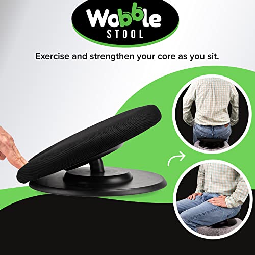 The Wobble Stool- Self Balancing Stool with 360 Degree Rotation, Promotes Healthy Posture to Relieve Back and Neck Pain, Lightweight Portable Seat Cushion with Swivel Base (Black)