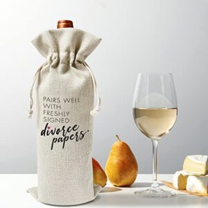 Divorce Wine Gift Bags - for Divorce Party, Break Up Congratulations - Reusable Burlap With Drawstring Gift Bag (5.5"x 13.5")-1 Pcs/jiu043