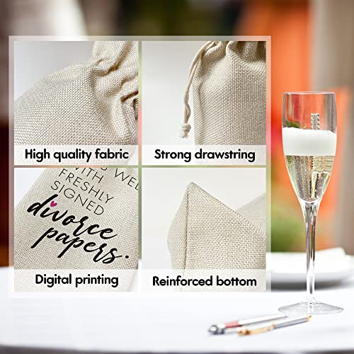 Divorce Wine Gift Bags - for Divorce Party, Break Up Congratulations - Reusable Burlap With Drawstring Gift Bag (5.5"x 13.5")-1 Pcs/jiu043