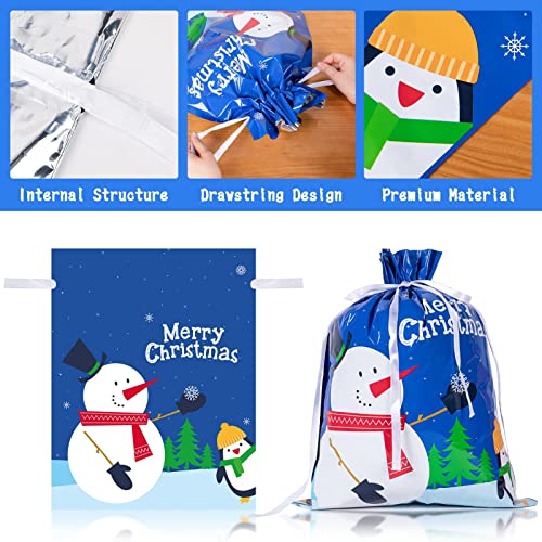 DECORLIFE Christmas Bags for Gifts, 30PCS Drawstring Christmas Gift Bags, Assorted Sizes for Presents, 5 Designs and 4 Size (Extra Large, Large, Medium, Small), Xmas Wrapping Bags Bulk for Holiday Goody