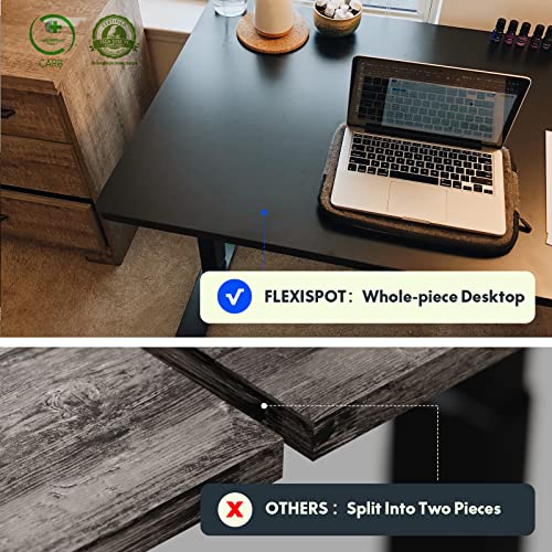 FLEXISPOT EN1 Electric Height Adjustable Standing Desk 55 x 28 Inches Whole-Piece Desk Board Memory Controller Home Office Standing Desk(Black Frame + 55" Black Top)
