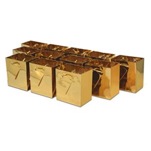 occasionall – 12 pack gold mini gift bags, metallic paper euro totes with handles for gifts, christmas, holidays, birthday party & wedding favors, small business & retail use, in bulk – 4×2.75×4.5