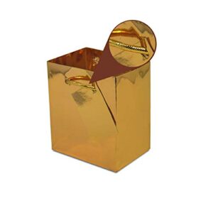 OccasionAll - 12 Pack Gold Mini Gift Bags, Metallic Paper Euro Totes with Handles for Gifts, Christmas, Holidays, Birthday Party & Wedding Favors, Small Business & Retail Use, in Bulk - 4x2.75x4.5