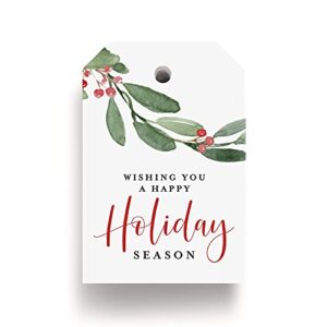 bliss collections holiday season gift tags, holiday foliage, holly greenery cards for ‘tis the season events, parties and celebrations, 2″x3″ (50 tags)