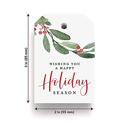 Bliss Collections Holiday Season Gift Tags, Holiday Foliage, Holly Greenery Cards for 'Tis The Season Events, Parties and Celebrations, 2"x3" (50 Tags)