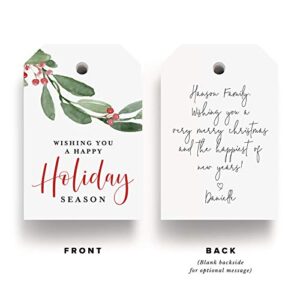 Bliss Collections Holiday Season Gift Tags, Holiday Foliage, Holly Greenery Cards for 'Tis The Season Events, Parties and Celebrations, 2"x3" (50 Tags)