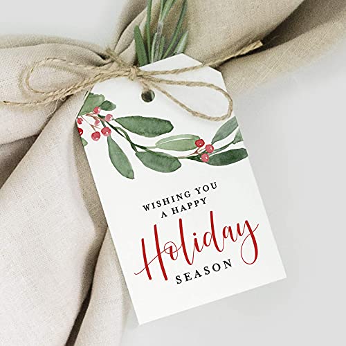 Bliss Collections Holiday Season Gift Tags, Holiday Foliage, Holly Greenery Cards for 'Tis The Season Events, Parties and Celebrations, 2"x3" (50 Tags)