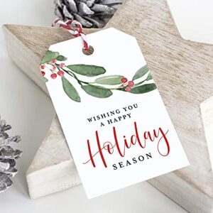 Bliss Collections Holiday Season Gift Tags, Holiday Foliage, Holly Greenery Cards for 'Tis The Season Events, Parties and Celebrations, 2"x3" (50 Tags)