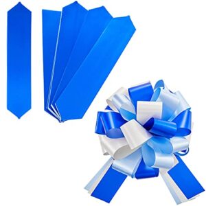 Car Bow Pull Bow Car Gift Wrapping Bow with 20 ft Car Ribbon for Car Decor Wedding New Houses Party Celebration (Blue and White,20 Inch)