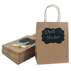 【24pcs bags】paper bags with handles- 8x10x4 brown shopping bags-gift bags with chalk sticker-mudium size kraft bag-kraft paper bags with chalkboard sticker – party bag with label-white chalk pens- chalk marker…