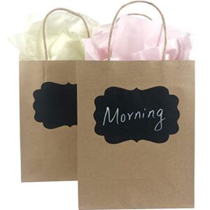 【24pcs Bags】Paper Bags With Handles- 8x10x4 Brown Shopping Bags-Gift Bags With Chalk Sticker-Mudium Size Kraft Bag-Kraft Paper Bags With Chalkboard Sticker - Party Bag With Label-White Chalk Pens- Chalk Marker…