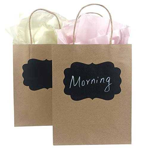 【24pcs Bags】Paper Bags With Handles- 8x10x4 Brown Shopping Bags-Gift Bags With Chalk Sticker-Mudium Size Kraft Bag-Kraft Paper Bags With Chalkboard Sticker - Party Bag With Label-White Chalk Pens- Chalk Marker…