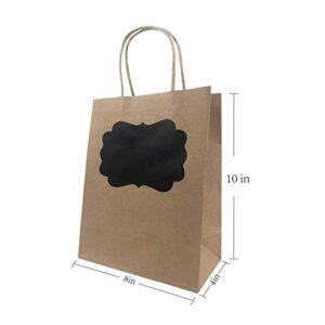 【24pcs Bags】Paper Bags With Handles- 8x10x4 Brown Shopping Bags-Gift Bags With Chalk Sticker-Mudium Size Kraft Bag-Kraft Paper Bags With Chalkboard Sticker - Party Bag With Label-White Chalk Pens- Chalk Marker…