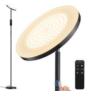 floor lamp,36w bright floor lamp,3000lm led torchiere lamp,sky modern led lamps,4 color temperature,dimmable brightness,touch & remote control,tall standing pole light for living room,bedroom,office