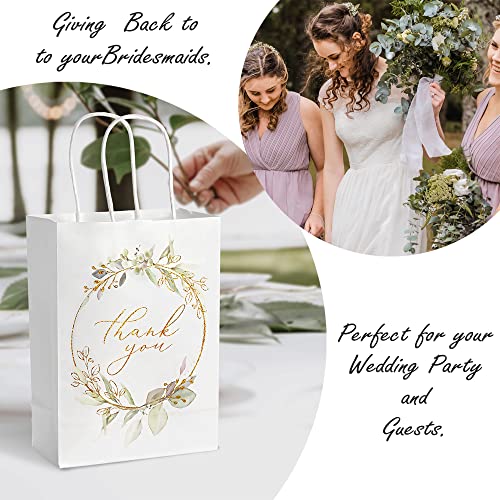 Created Flow Eucalyptus Wedding Thank You Gift Bags Small Size Guests Bridal Shower Bridesmaids Gift Bags Birthday Party Thank You Favors Bag Baby Shower Office Business Thank You Bags Bulk Merchandise White Handles Gold Foil Paper 16 Pack 4 Designs