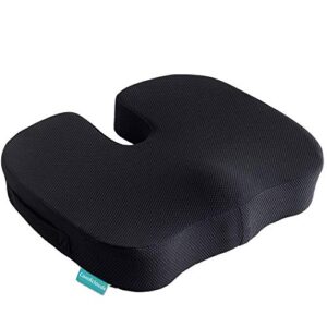 coccyx seat cushion orthopedic memory foam seat cushion for car office wheelchair desk, comfort chair tailbone pillow, ventilated designed for hip back sciatica pain relief, non-slip portable black