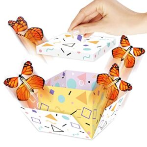 fettipop diy butterfly explosion gift box (white-yellow) 7.1×5.5×4.3 inches, surprise flying butterfly box for birthday, party, father’s and mother’s day, graduations, anniversaries, holidays, any occasion