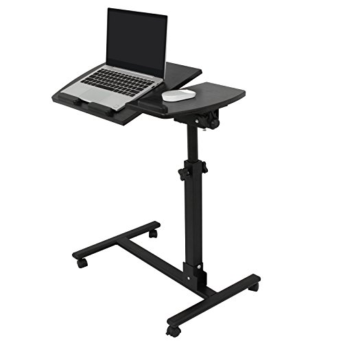 SUPER DEAL Angle & Height Adjustable Rolling Table Desk Laptop Notebook Stand Tiltable Tabletop Desk Sofa/Bed Side Table Hospital Table Stand W/Lockable Casters