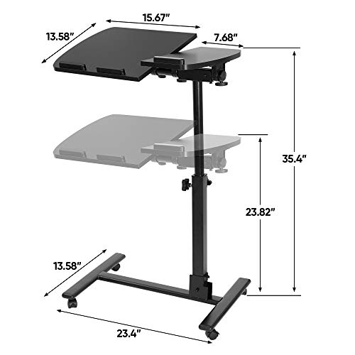 SUPER DEAL Angle & Height Adjustable Rolling Table Desk Laptop Notebook Stand Tiltable Tabletop Desk Sofa/Bed Side Table Hospital Table Stand W/Lockable Casters