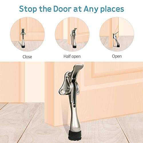 CG PLUS Door Stopper, One-Touch semi-Automatic Metal Door Stopper, with Non-Slip Rubber Tip for Wood, Concrete, Tiled, and Carpeted Floors (4inch x 1pack, Black)