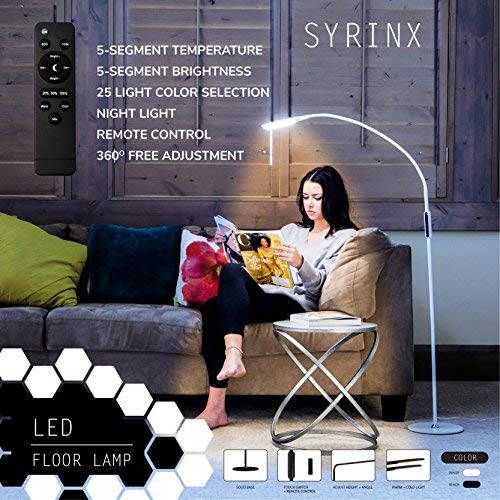 Syrinx Floor Lamp, Floor LED Lamp / LED Light Lamp / Remote Control & Touch / Adjustable Flexible Gooseneck (White)