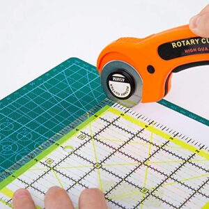 Rotary Cutter Kit, 45mm Rotary Cutter Tool Kit with 5 Extra Blades, Cutting Mat, Patchwork Ruler, Precision Knife, Craft Knife Ideal Craft Supplies Set for Sewing and Quilting