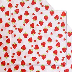 strawberry wrapping paper, 7 sheets strawberry party gift wrapping paper folded flat 28 x 20 inch, cute sweet strawberries fruity design gift paper for holiday, wedding, baby shower, birthday party