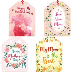 mother’s day gift tags happy mother’s day gift wrapping labels 60pcs with 33ft strings