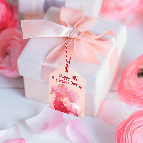 Mother's Day Gift Tags Happy Mother's Day Gift Wrapping Labels 60Pcs with 33ft Strings