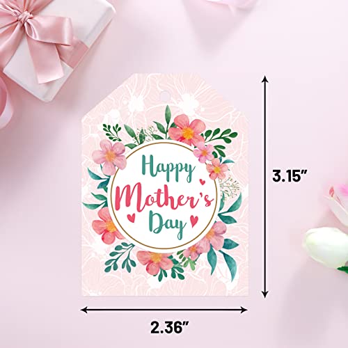 Mother's Day Gift Tags Happy Mother's Day Gift Wrapping Labels 60Pcs with 33ft Strings