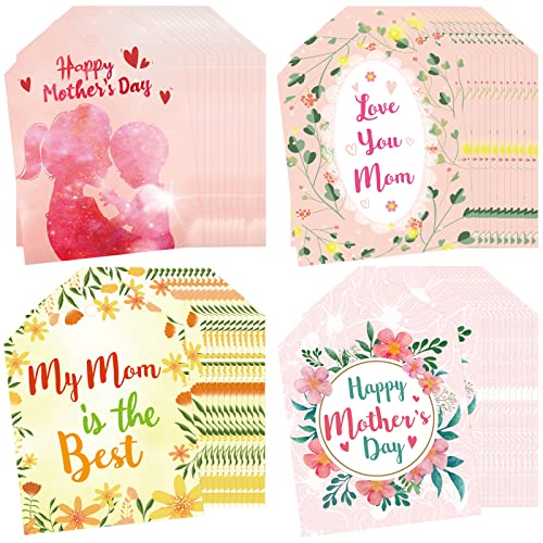 Mother's Day Gift Tags Happy Mother's Day Gift Wrapping Labels 60Pcs with 33ft Strings