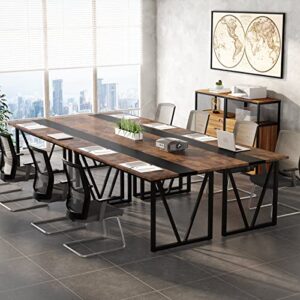 Tribesigns 6FT Conference Table, 70.8W x 31.5D inch Meeting Seminar Table for Office Conference Room, Modern Rectangular Training Table Boardroom Desk with Metal Frame (Rusitc Brown)